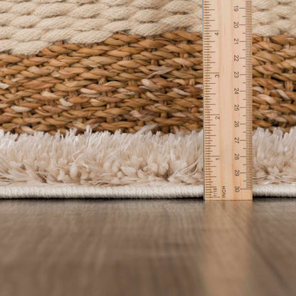 Faina Solid Beige Shag Rug Washable