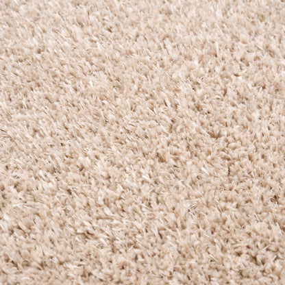 Faina Solid Beige Shag Rug Washable