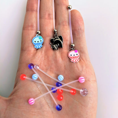 Clear Ultra Glitter Glamour PTFE Pregnancy Belly Ring
