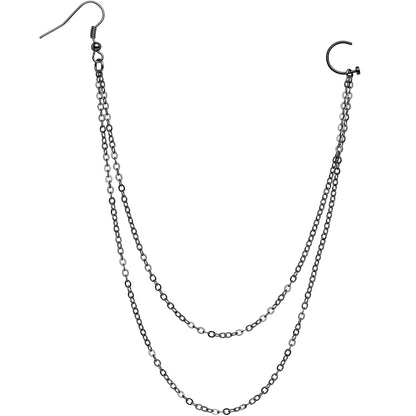 Handcrafted Pirate Booty Black Plated Ear to Nose Chain 20G 5/16