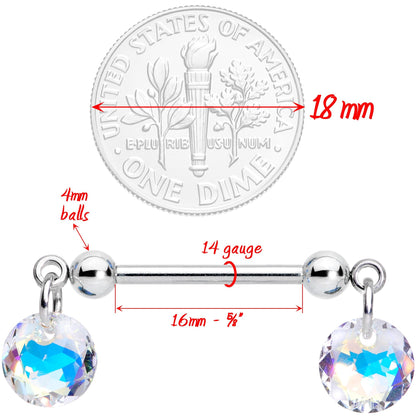 Handmade Aurora Disc Nipple Ring Set Created with Crystals