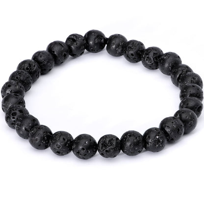 Handmade Lava Stone Garnet Capricorn Zodiac Bracelet Set of 2