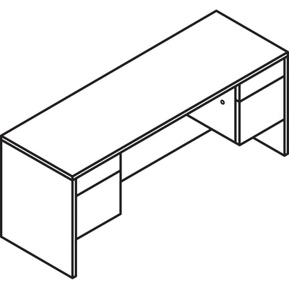 HON 10500 Series Kneespace Credenza With 3/4-Height Pedestals, 72w x 24d, Mahogany