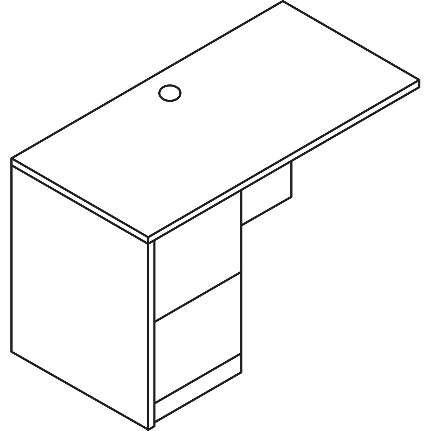 HON 10500 Series L Workstation Return, Full-Height Left Ped, 48w x 24d x 29.5h, Harvest