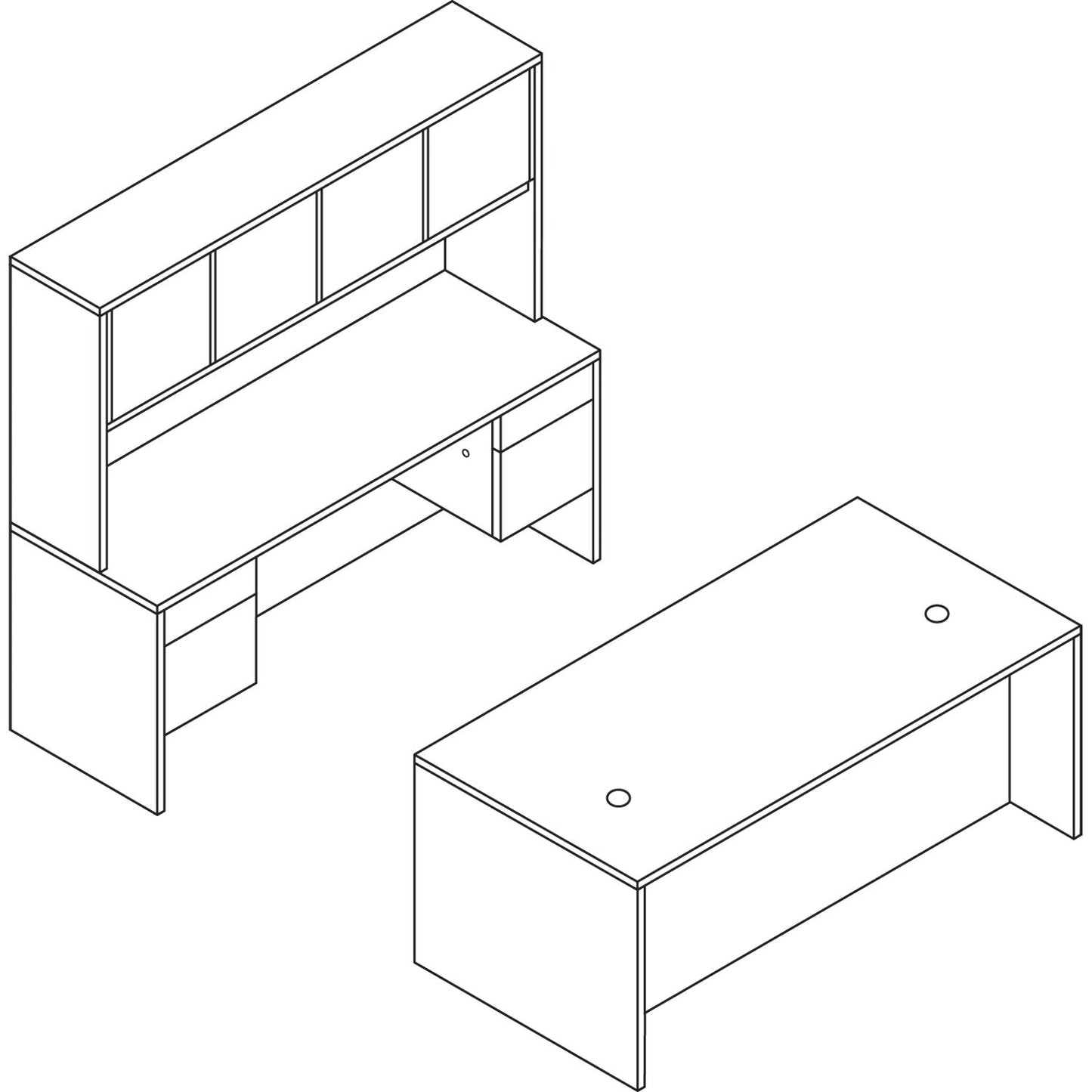 HON 10500 Series Double Pedestal Desk, 72" x 36" x 29.5", Harvest