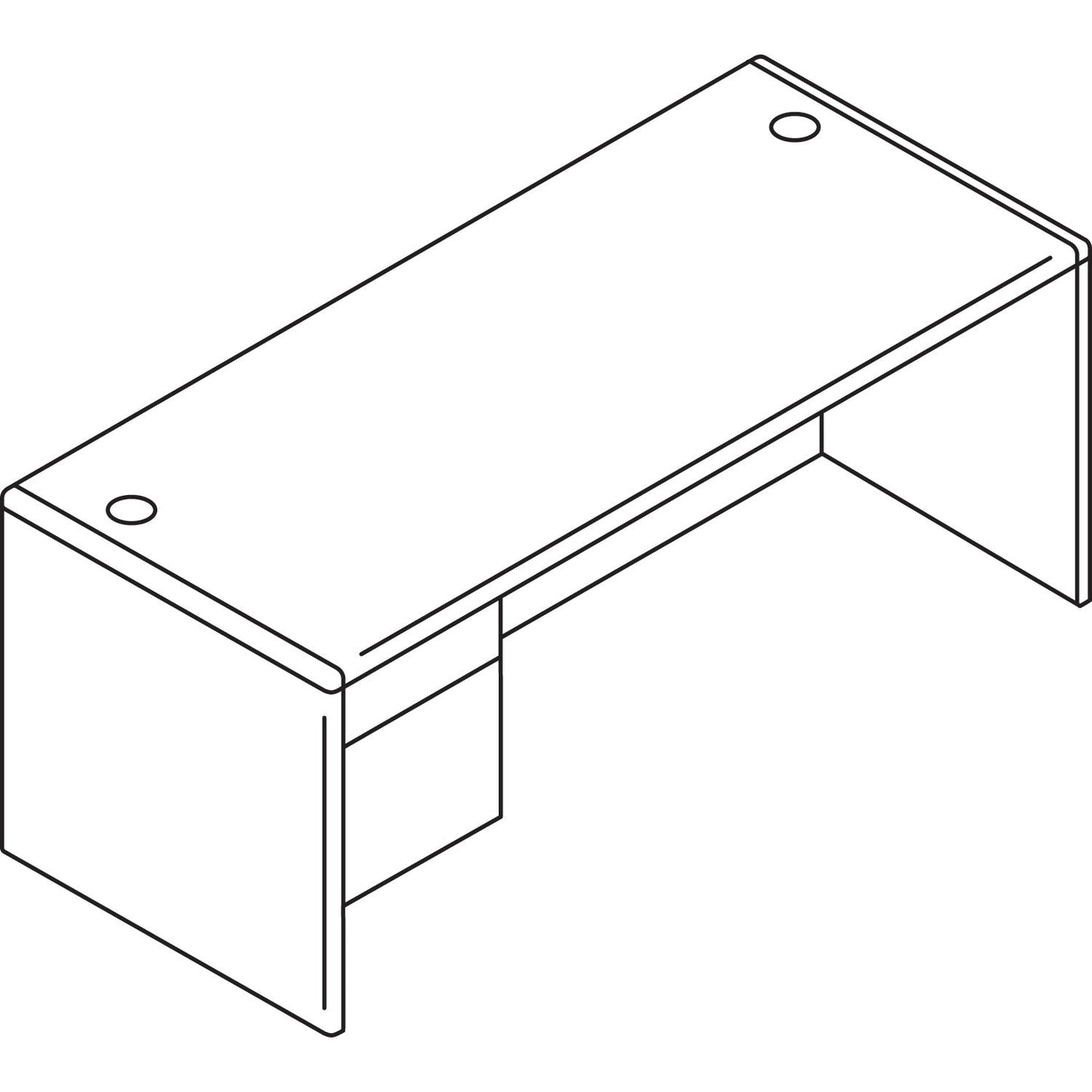 HON 10700 Series Single Pedestal Credenza, 1 Box/File Pedestal, 72w x 29.5h Harvest