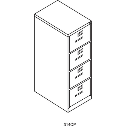 HON 310 Series Vertical File, 4 Legal-Size File Drawers, Black, 18.25" x 26.5" x 52"