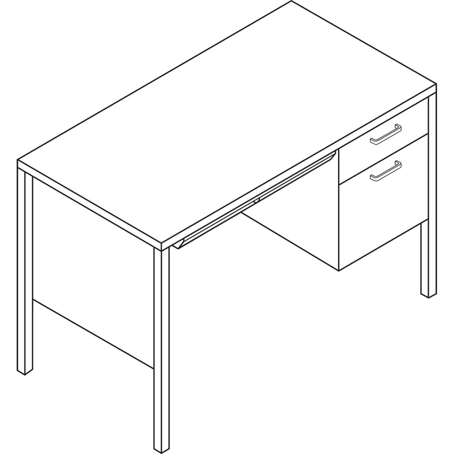 HON 34000 Series Right Pedestal Desk, 45.25" x 24" x 29.5", Mocha/Black