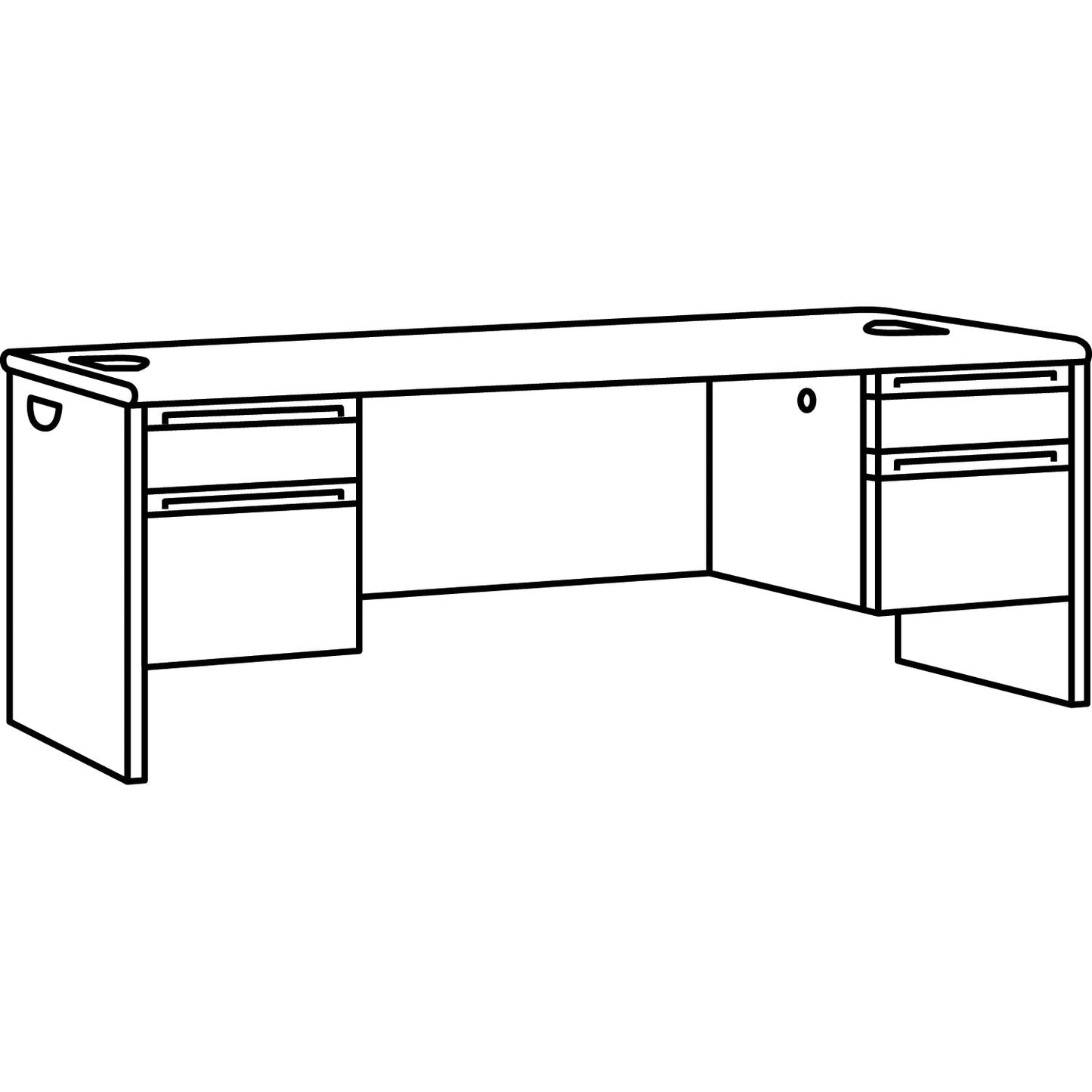 HON 38000 Series Double Pedestal Desk, 72" x 36" x 29.5", Mahogany/Charcoal