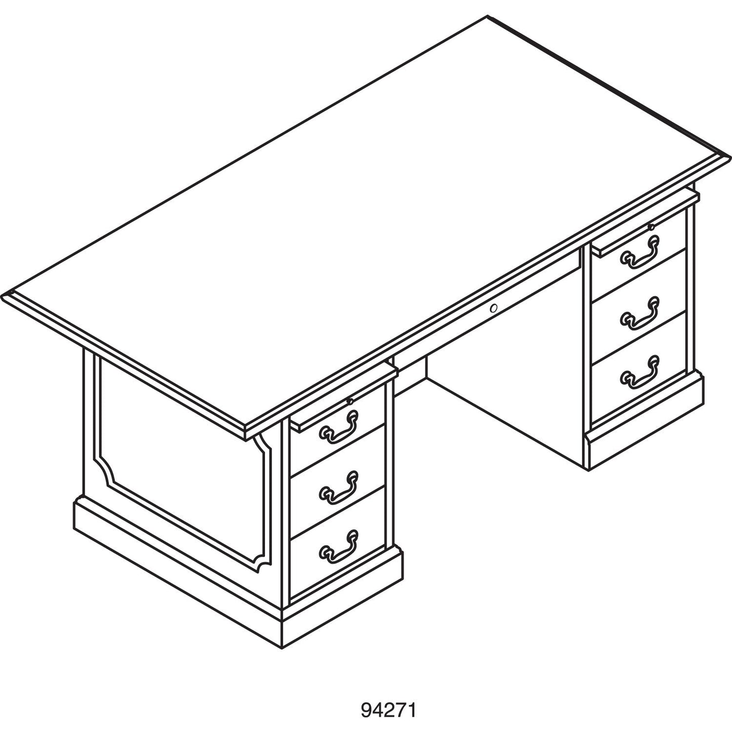 HON 94000 Series Double Pedestal Desk, 72" x 36" x 29.5", Mahogany