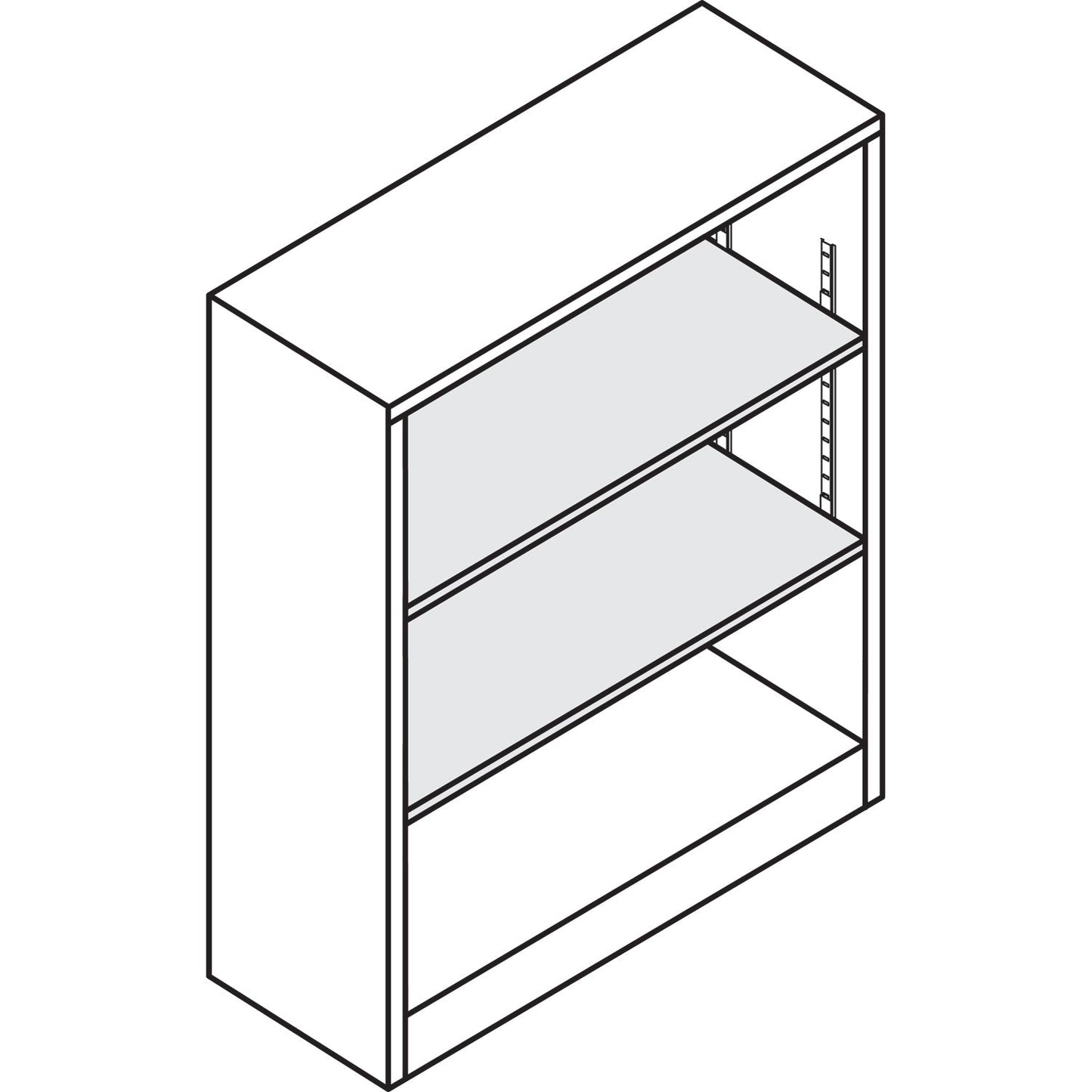 HON Metal Bookcase, Three-Shelf, 34.5w x 12.63d x 41h, Charcoal