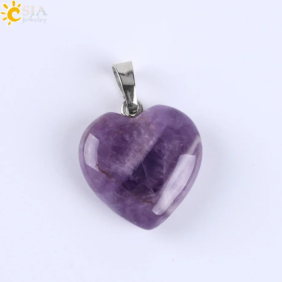 Natural Stone Heart Pendant Necklace | Crystal Healing Jewelry for Women