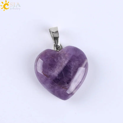 Natural Stone Heart Pendant Necklace | Crystal Healing Jewelry for Women