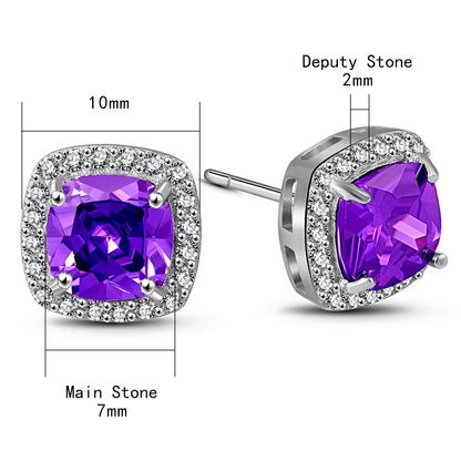 Natural Amethyst Stud Earrings | 925 Sterling Silver Jewelry for Women