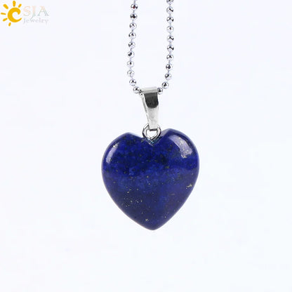 Natural Stone Heart Pendant Necklace | Crystal Healing Jewelry for Women
