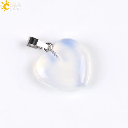 CSJA Natural Stone Heart Necklace | Crystal Healing Pendant for Women