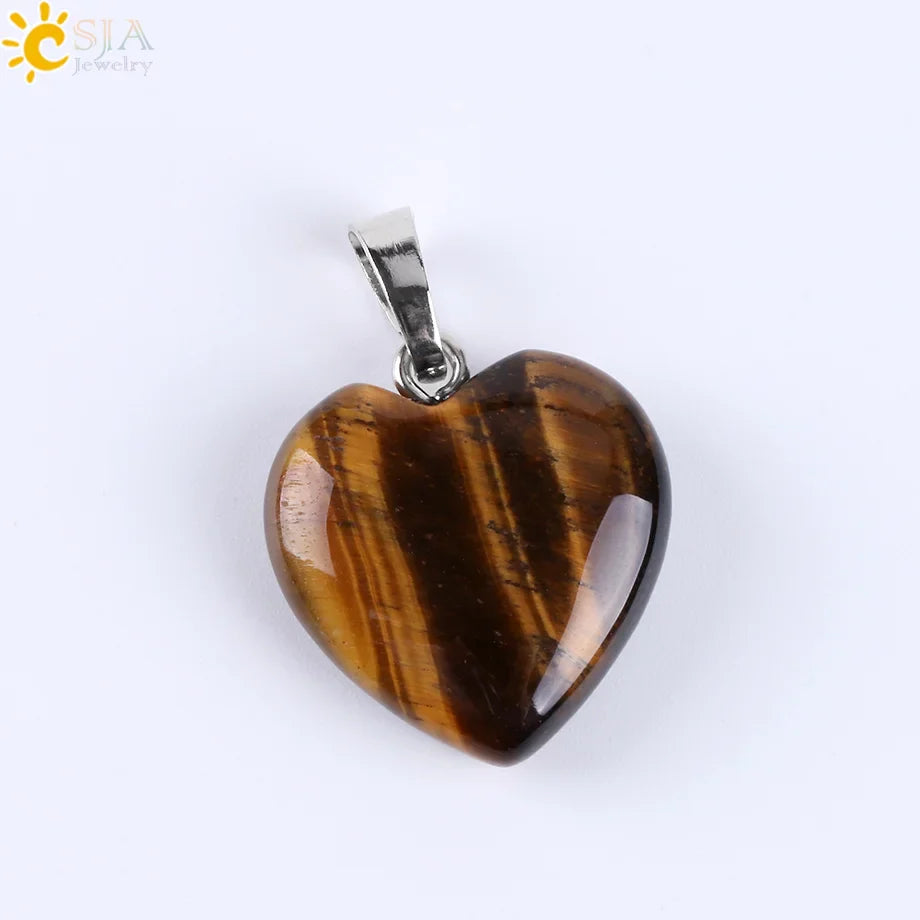 Natural Stone Heart Pendant Necklace | Crystal Healing Jewelry for Women