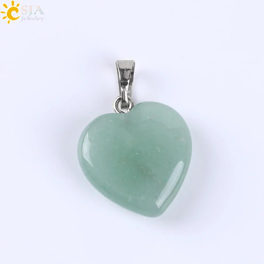 Natural Stone Heart Pendant Necklace | Crystal Healing Jewelry for Women