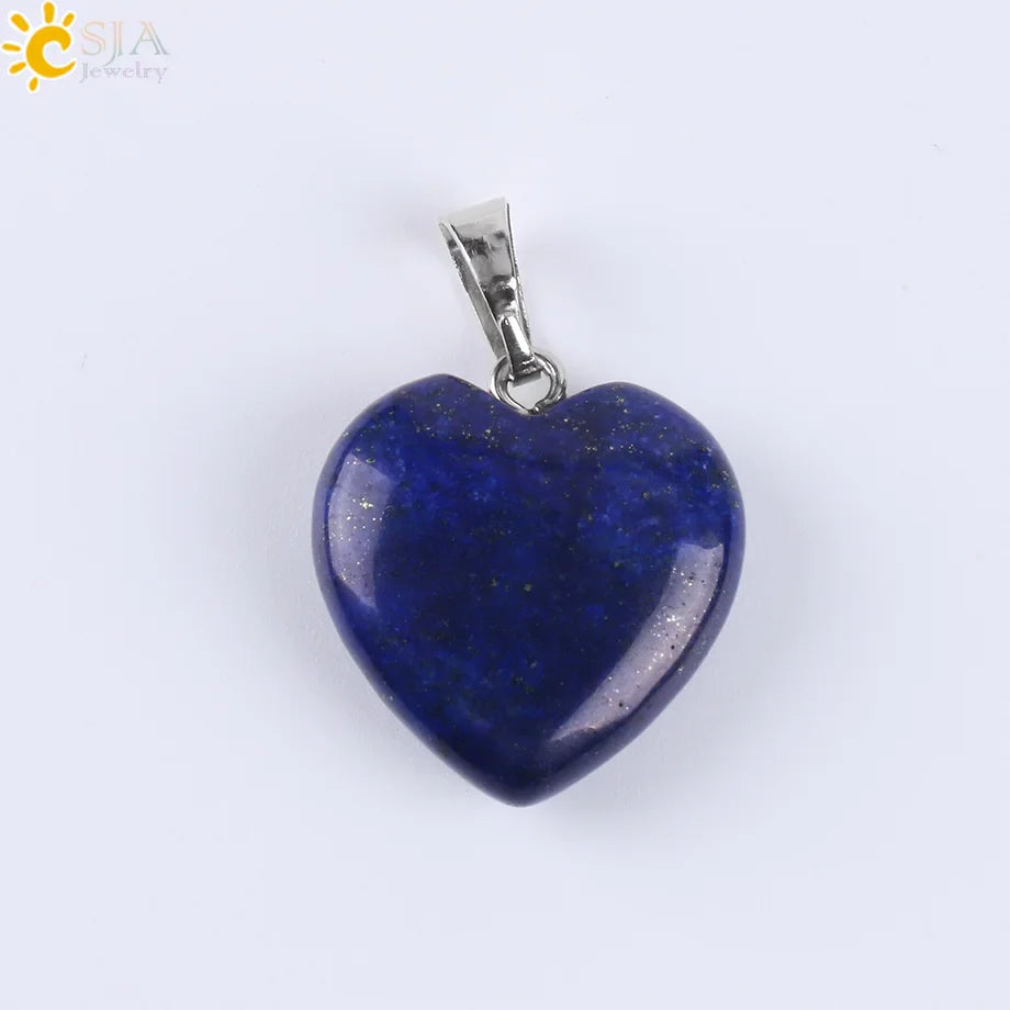 Natural Stone Heart Pendant Necklace | Crystal Healing Jewelry for Women