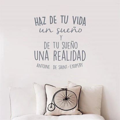 Spanish Inspirational Quotes Vinyl Wall Sticker | Haz de tu vida un sueño Wall Decal