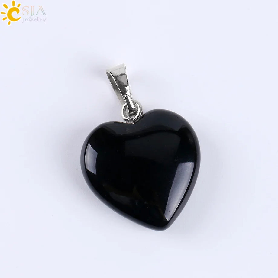 Natural Stone Heart Pendant Necklace | Crystal Healing Jewelry for Women