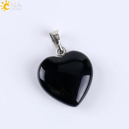 Natural Stone Heart Pendant Necklace | Crystal Healing Jewelry for Women
