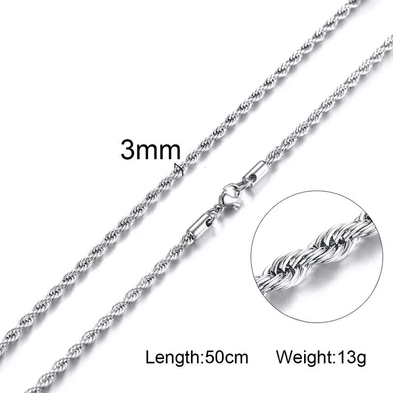 Stainless Steel Rope Chain Necklace | Gold Twisted Wave Link Choker