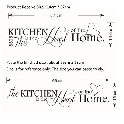 English Letters Kitchen Love Vinyl Wall Sticker | Heart of the Home Wall Decal