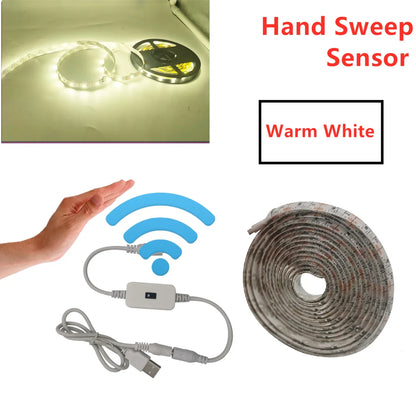 USB Motion Sensor LED Strip Light | Hand Sweep Control for Kitchen TV Backlight