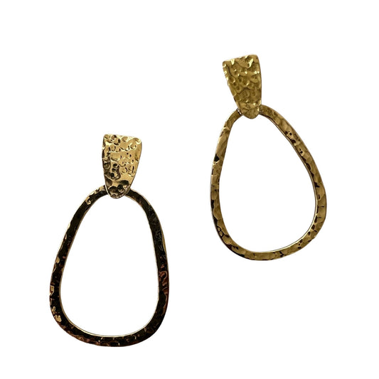 Hammered Hoop with Brass Pendant Earrings | Hata