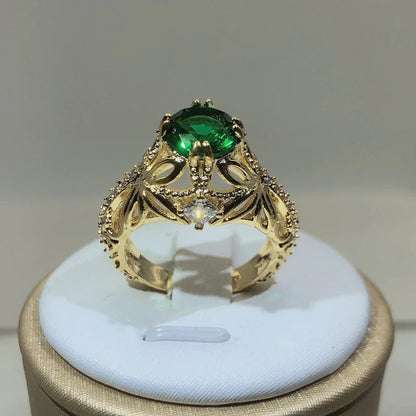 Vintage Emerald Cocktail Ring | 925 Sterling Silver