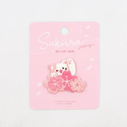 Kawaii Cherry Blossom Iron On Embroidery Patches