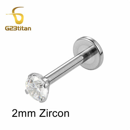 Labret Lip Stud 16G | Titanium CZ Piercing Jewelry for Sensitive Skin