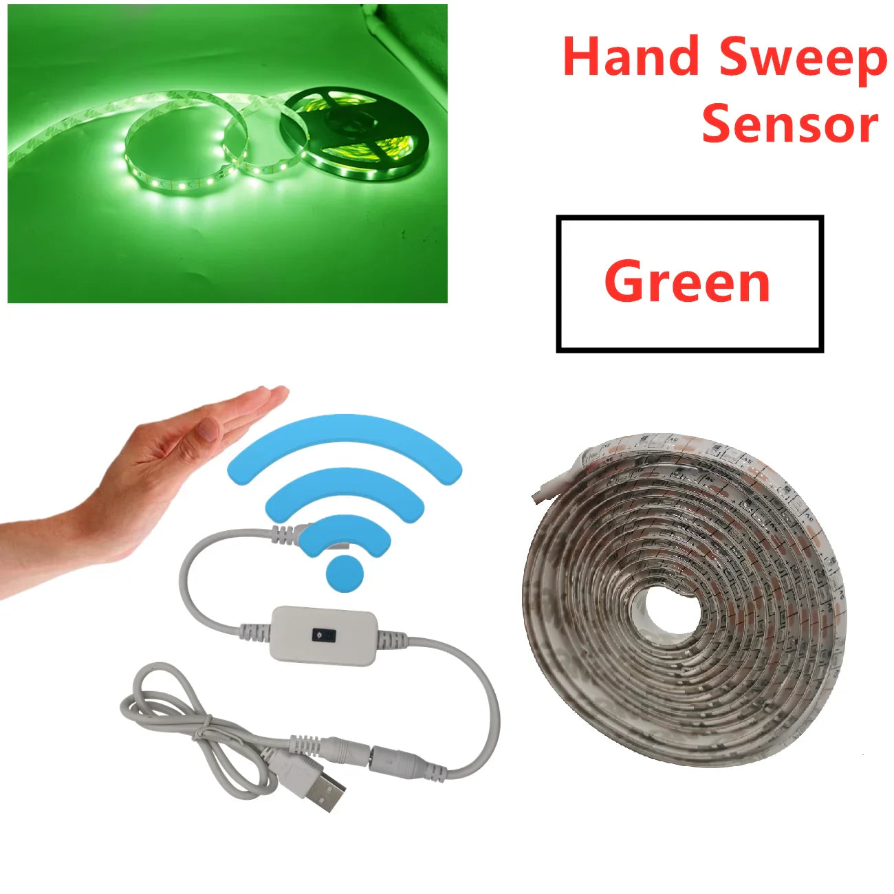 USB Motion Sensor LED Strip Light | Hand Sweep Control for Kitchen TV Backlight