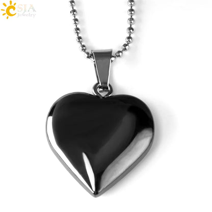Natural Stone Heart Pendant Necklace | Crystal Healing Jewelry for Women