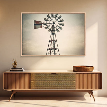 Rustic Farmhouse Home Decor, Windmill Photography Photo Print Art, Rustic Industrial Farmhouse Wall Art Picture, Country Landscape Picture