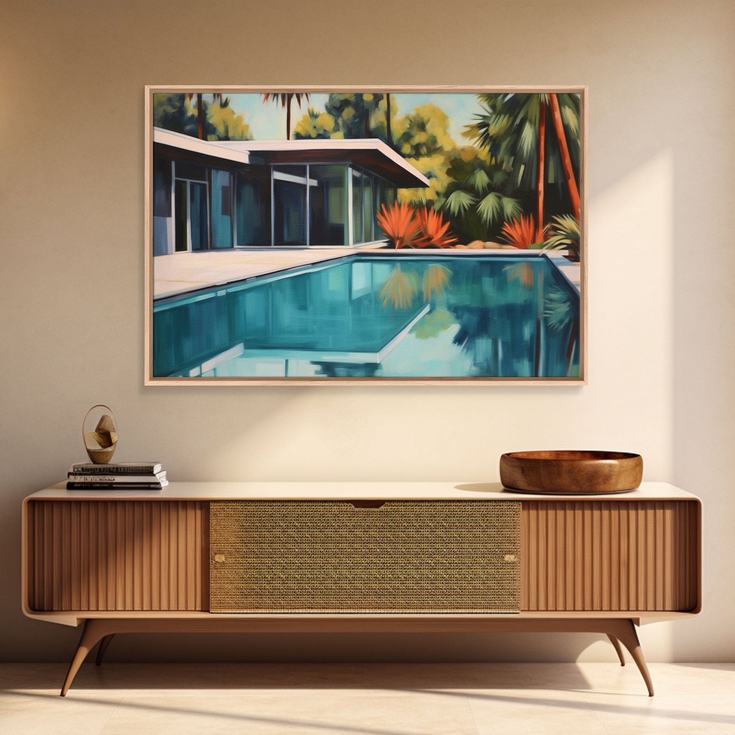 Mid Century Modern Wall Art, Mid Century House Print, Eames Era, Retro Art Print, Framed Wall Decor, MCM Architecture Study Wall Art