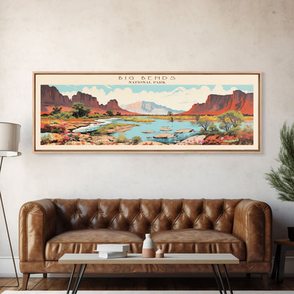Big Bend National Park, Panoramic Texas Travel Art, National Park Print, Minimalist Travel Art, Midcentury Modern Style Landscape