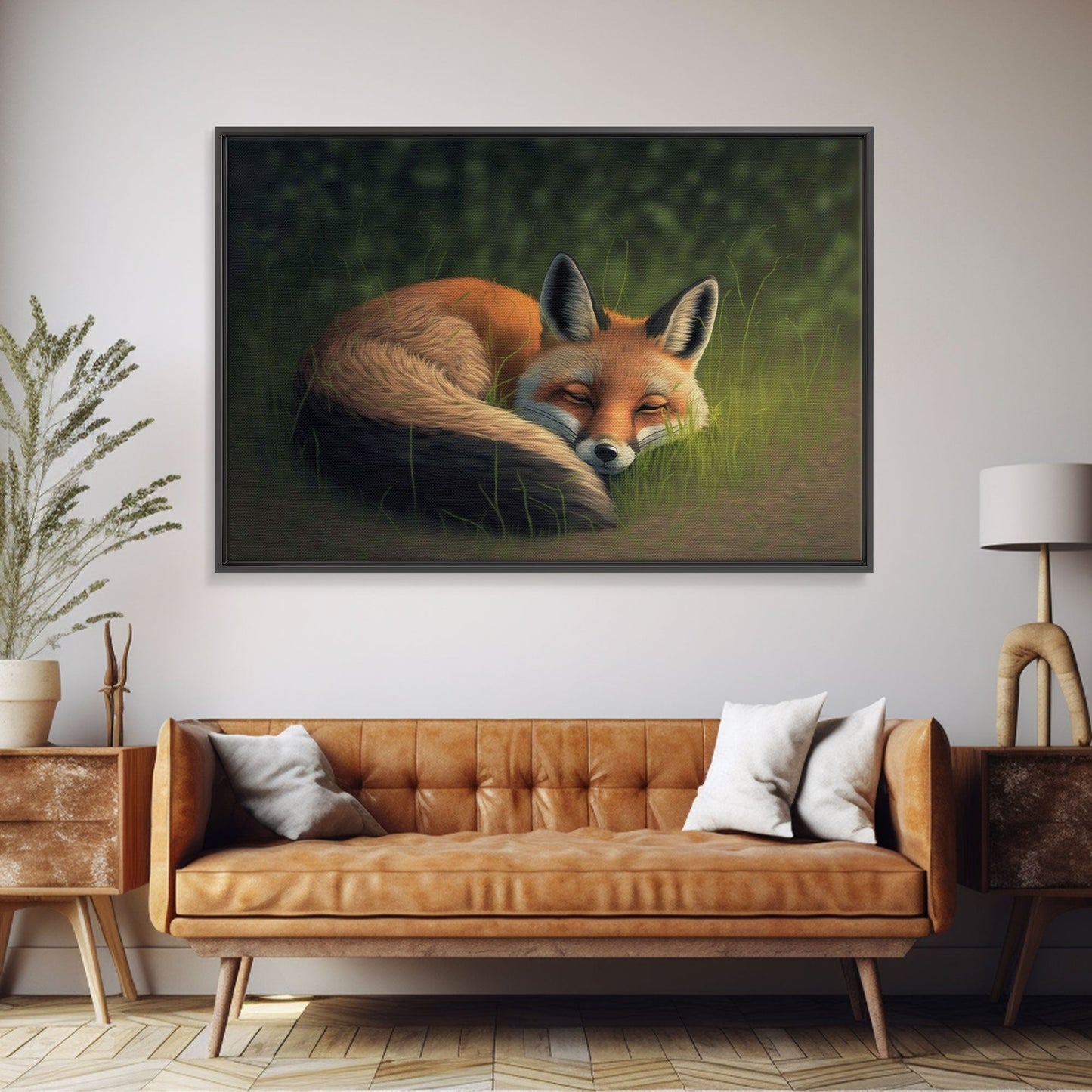 Cute Sleeping fox Framed Canvas Wall Art, Canvas Print Decor for Home & Office Decoration Canvas Ready to Hang