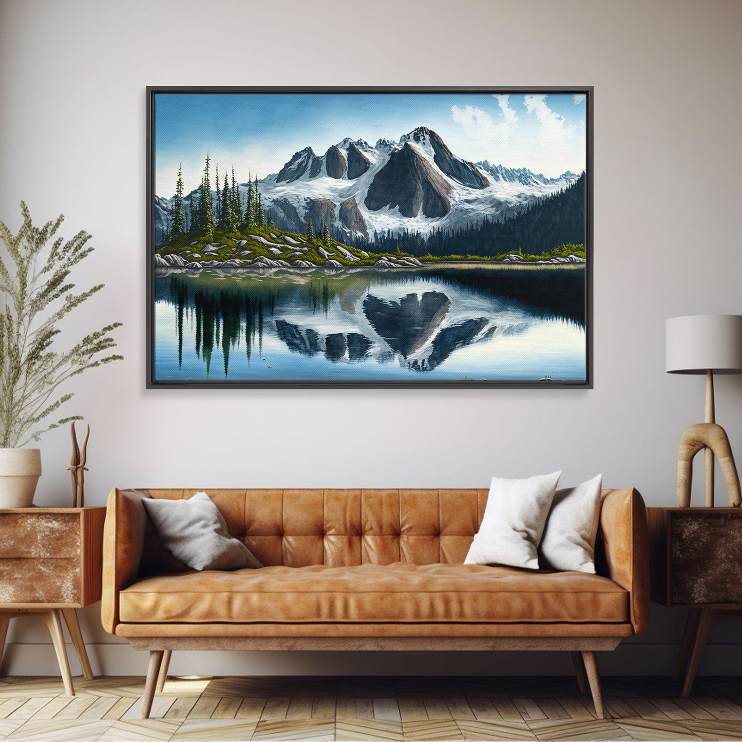 Pine Tree Forest, Winter Art, Framed Canvas Print, framed wall art, living room above sofa art