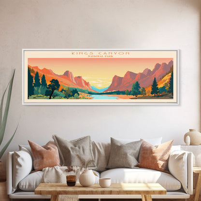 Kings Canyon National Park, Panoramic California Travel Art, National Park Print, Minimalist Travel Art, Midcentury Modern Style Landscape