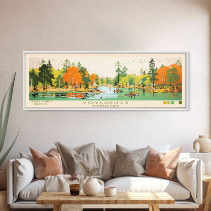 Voyageurs National Park Panoramic Minnesota Travel Art, National Park Print, Minimalist Travel Art, Midcentury Modern Style Landscape