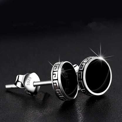 Andara Personalized 925 Sterling Silver Stud Earrings | Men's Street Punk Hip-Hop Jewelry