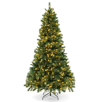 6/7/8 Feet Hinged Christmas Tree with PVC Branch Tips Warm White LED Lights