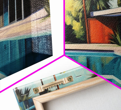 The Pool House, Mid Century Modern Decor, Framed Wall Art, Architectural Print, Retro Art, Swimming Pool Art, Framed Painting