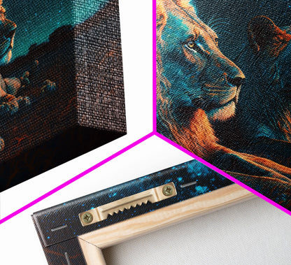 Boss Couple, Lion Art, Framed Canvas Print