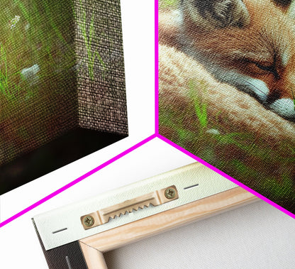 Cute Sleepy Fox Art, Animal Prints, Nature Art, Framed Canvas Print, Cute animal wall art, above sofa art