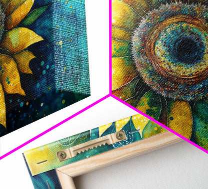 Watercolor of a Sunflower, Framed Canvas Print, Framed Art, Lowkey Farmhouse Wall Art, Living Room Decor, Living Room painting