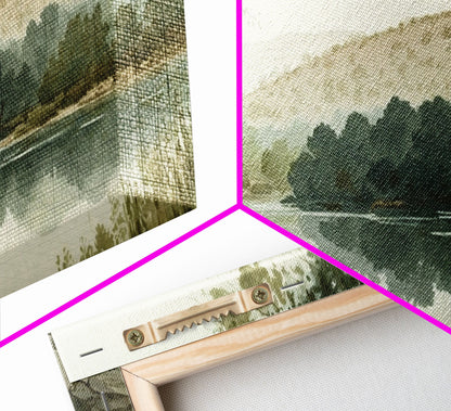 Wall Art Oil Painting Landscape Framed Canvas Print, Vintage Nature Framed Large Gallery Art, Antique Style Art Ready to Hang