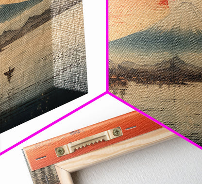 Lake Art Print, Volcano Wall Art, Asian Art, Japanese Wall Art, Canvas Print, Wall Art, 3 Piece Wall Art, Bookshelf Decor, Laundry Room Art
